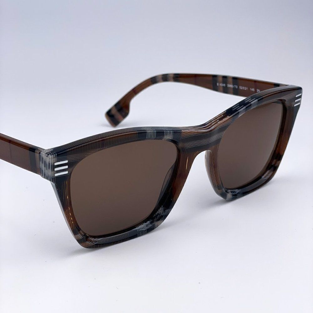 SALE! NEW Burberry BE4348 Cooper 396673 Brown Check Square Unisex Sunglasses - Picture 5 of 11